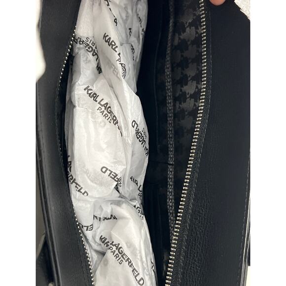 NWT Karl Lagerfeld Paris Nouveau Black White Graphic Logo Small Tote Bag Purse - Picture 6 of 8